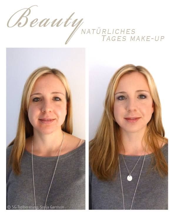 Natürliches Tages-Make-up im Vorher-Nachher-Vergleich