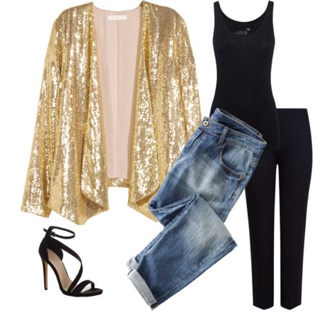 Paillettenjäckchen mal lässig, mal elegant. (Collage erstellt m. Polyvore)
