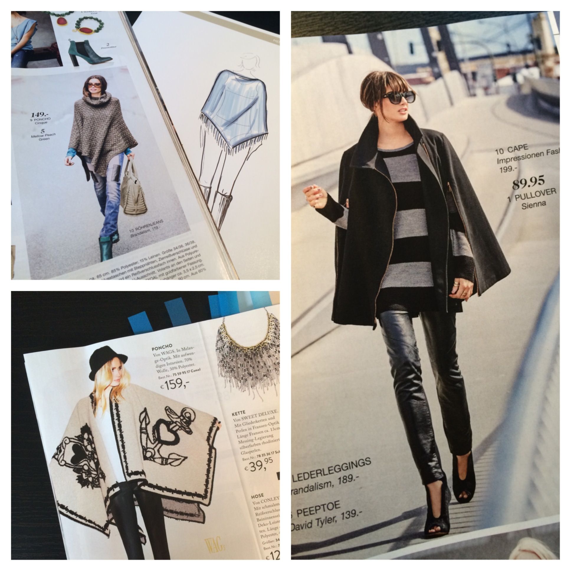 Ponchos und ein Cape. Gesehen bei Impressionen u. Conleys