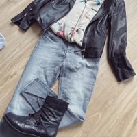 Outfit Jeans mit Lederjacke